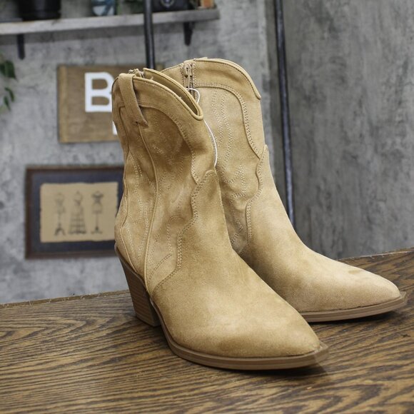 Universal Thread Womens Jacey Western Ankle Boots 90511599 Tan Brown 6.5M - Picture 1 of 9